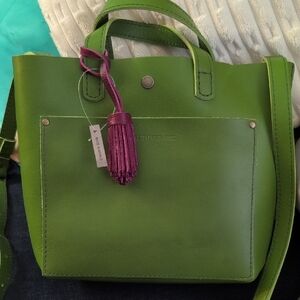 Green Leather Tote Bag